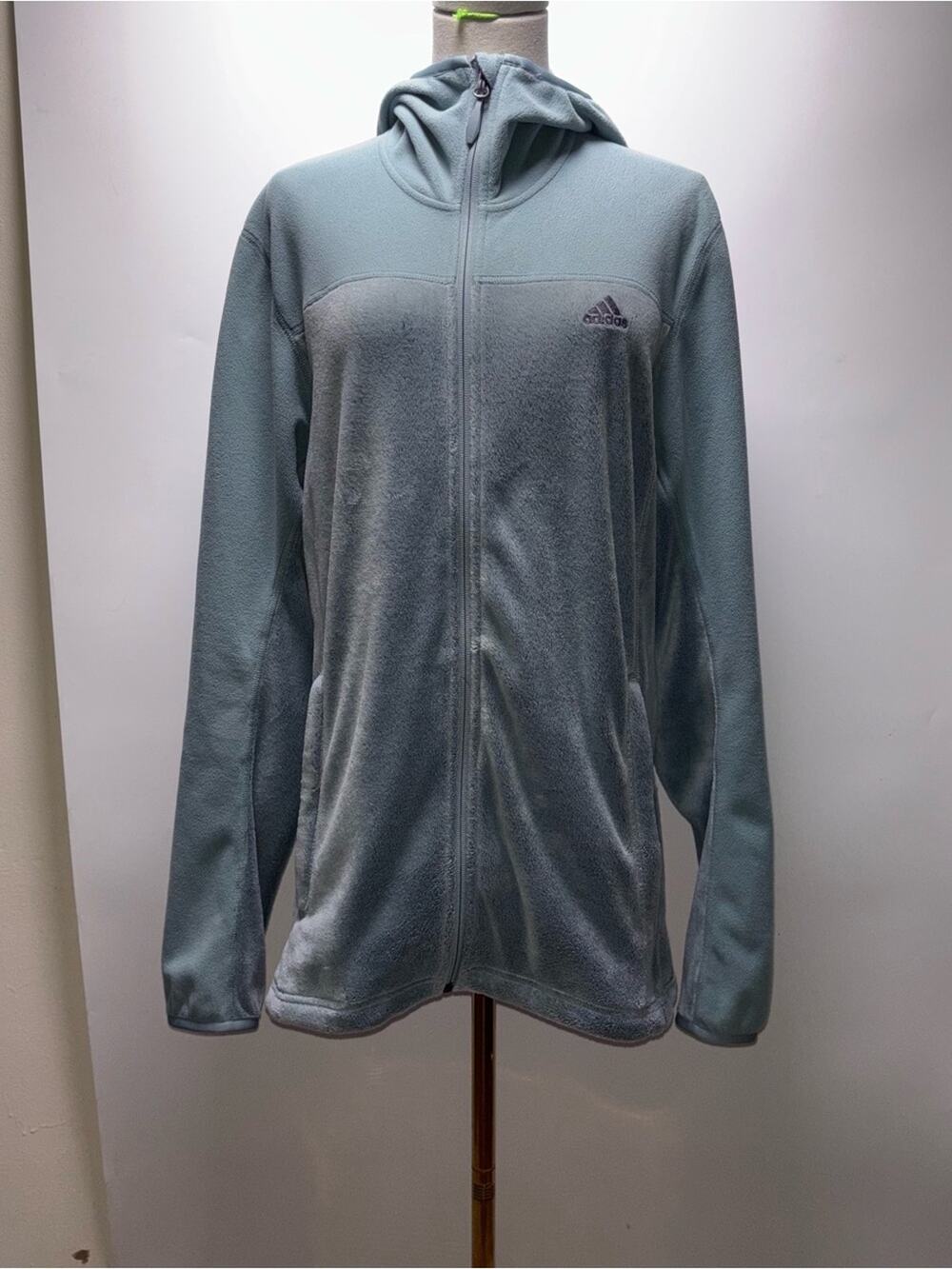adidas Women's Pale Blue Full-Zip Hooded Jacket Size L
